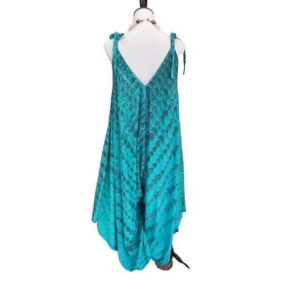 The Pō`alima Romper V-Neck Shoulder Tie Romper Boho Gypsy Overall Wide Leg Cove - Picture 4 of 12